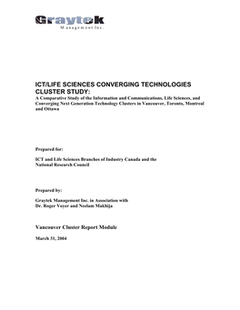 Vancouver ICT/Life Sciences Converging Technologies Cluster Study
