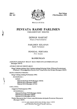 Penyata Rasmi Parlimen Parliamentary Debates