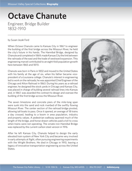 Octave Chanute Engineer, Bridge Builder 1832-1910