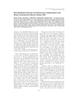 New Distribution Records of Echinococcus Multilocularis in the Brown Lemming from Barrow, Alaska, USA