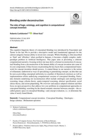 Blending Under Deconstruction the Roles of Logic, Ontology, and Cognition in Computational Concept Invention
