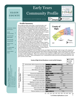 Elgin County’S Population Grew by Approximately 5% Between 2006 Social 2001 and 2006, to 85350 People