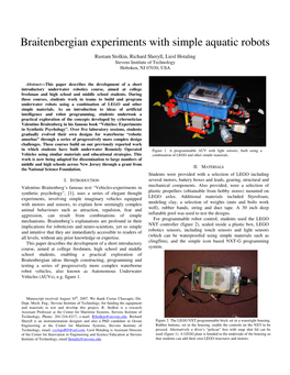 Braitenbergian Experiments with Simple Aquatic Robots