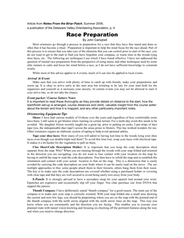 Race Preparation