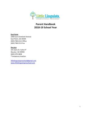 Parent Handbook 2018-19 School Year