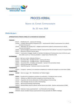 Compte Rendu Du Conseil Communautaire Du 22 Mars 2018 –