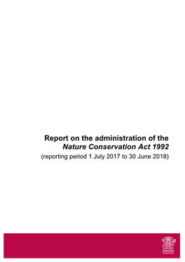 2017-18 Report on the Administration of the Nature Conservation Act 1992