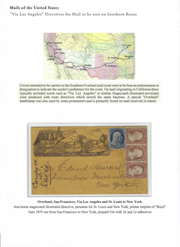 Mails of the United States "Via Los Angeles" Directives for Mail to Be Sent on Southern Route Covers Intended to Be Ca