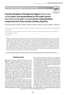Parasitic Infestation of Intradermal Chiggers &lt;I&gt;Hannemania Achalai&lt;/I&gt; (Acari: Leeuwenhoekiidae) on the Cryptic