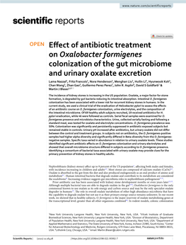 Effect of Antibiotic Treatment on Oxalobacter Formigenes