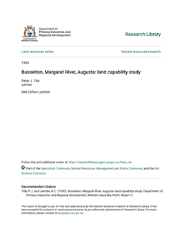 Busselton, Margaret River, Augusta: Land Capability Study