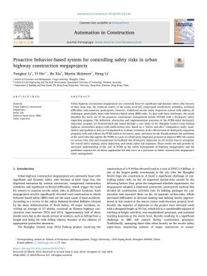 Proactive Behavior-Based System for Controlling Safety Risks in Urban Highway Construction Megaprojects