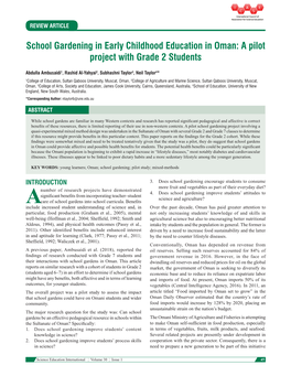 School Gardening in Early Childhood Education in Oman: a Pilot Project with Grade 2 Students