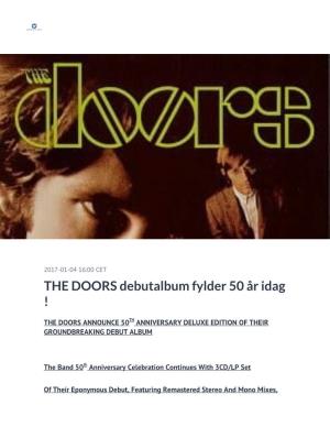 THE DOORS Debutalbum Fylder 50 År Idag !