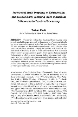 Functional Brain Mapping of Extraversion and Neuroticism: Learning from Individual Differences in Emotion Processing