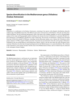 Species Diversification in the Mediterranean Genus Chiliadenus