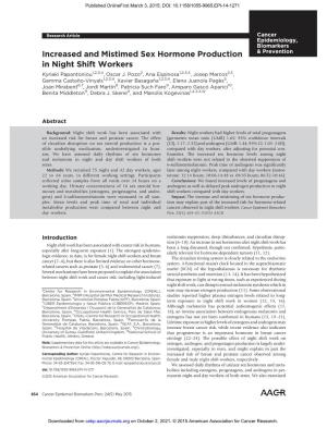 Increased and Mistimed Sex Hormone Production in Night Shift Workers