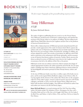 Tony Hillerman a Life by James Mcgrath Morris