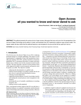 Open Access All You Wanted to Know and Never Dared to Ask