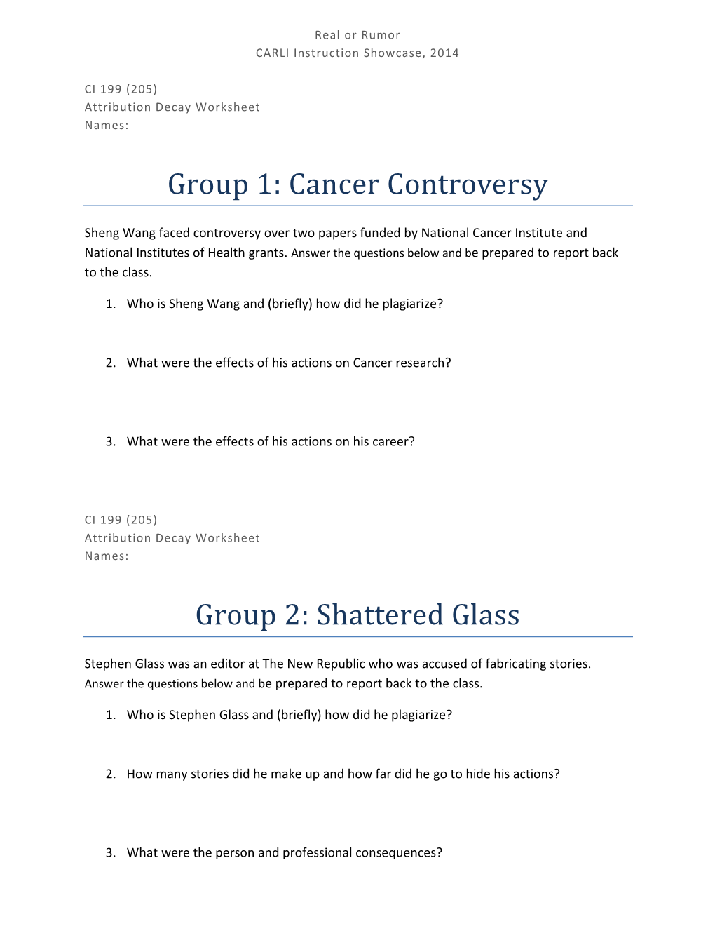 Cancer Controversy Group 2: Shattered Glass