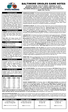 Orioles Game Notes.Pdf