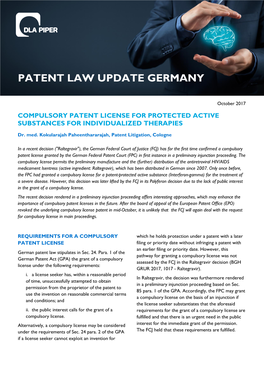 Patent Law Update Germany