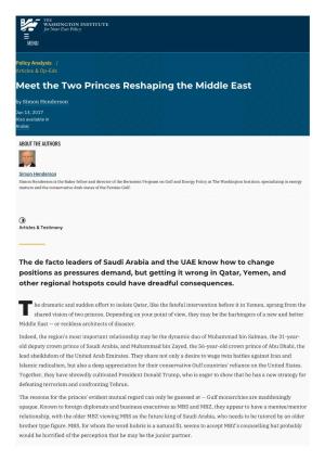 Meet the Two Princes Reshaping the Middle East | the Washington Institute