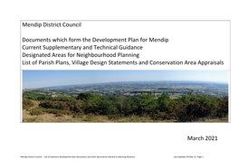 Statutory Documents That Form Part of the Development Plan for Mendip Last Updated 21St January 2021 Title of Document Status Adoption Date Body