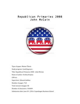 Republican Primaries 2008 John Mccain