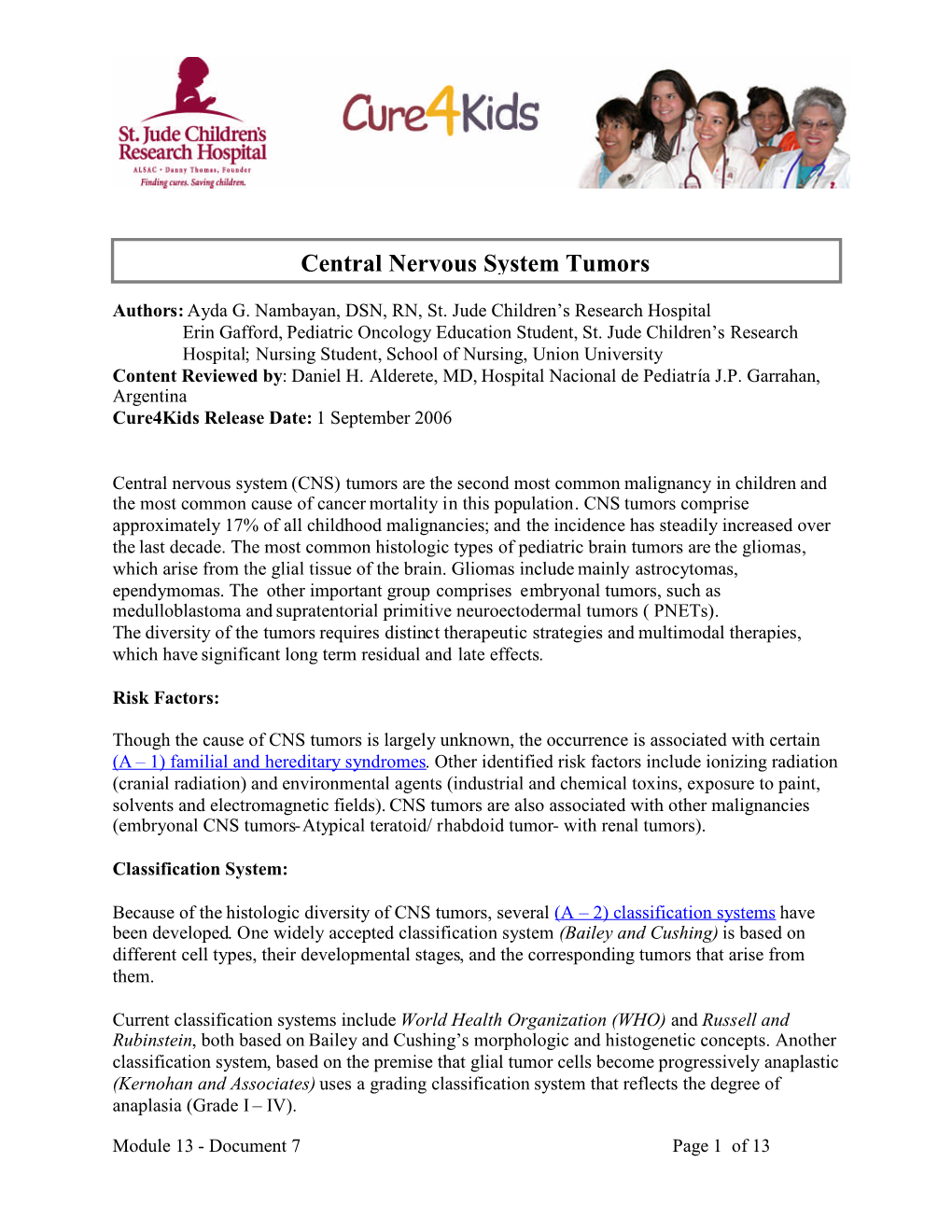 Central Nervous System Tumors