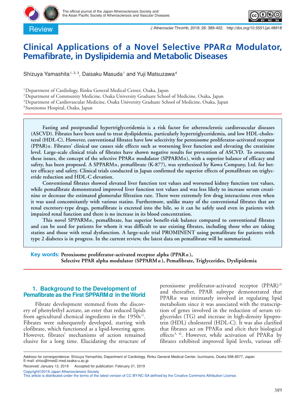 Review J Atheroscler Thromb, 2019; 26: 389-402