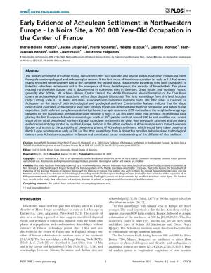 Early Evidence of Acheulean Settlement in Northwestern Europe - La Noira Site, a 700 000 Year-Old Occupation in the Center of France