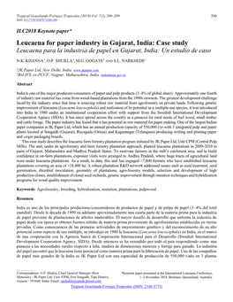 Leucaena for Paper Industry in Gujarat, India: Case Study Leucaena Para La Industria De Papel En Gujarat, India: Un Estudio De Caso