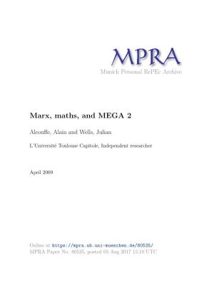 Marx, Maths, and MEGA 2