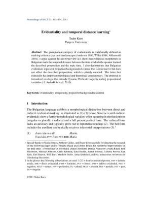 Evidentiality and Temporal Distance Learning∗