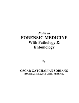 FORENSIC MEDICINE with Pathology & Entomology
