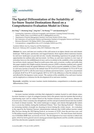 The Spatial Differentiation of the Suitability of Ice-Snow Tourist Destinations Based on a Comprehensive Evaluation Model in China