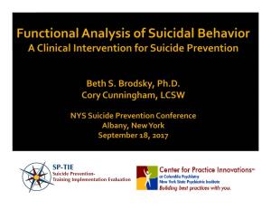 Functional Analysis for Suicide Prevention