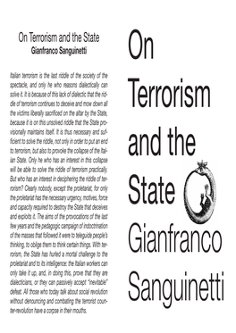 Gianfranco Sanguinetti on Italian Terrorism Is the Last Riddle of the Society of the Spectacle, and Only He Who Reasons Dialectically Can Solve It