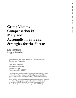 Crime Victims Compensation in Maryland