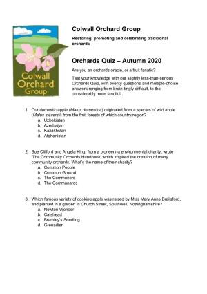 Colwall Orchard Group Orchards Quiz