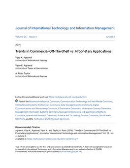 Trends in Commercial-Off-The-Shelf Vs. Proprietary Applications