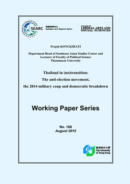 Thailand in (No)Transition: the Anti-Election Movement, the 2014 Military Coup and Democratic Breakdown