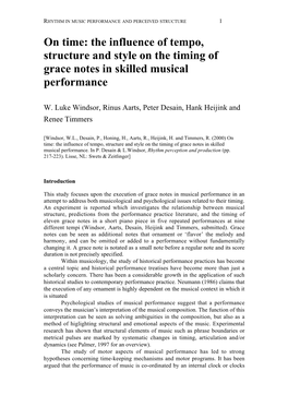 The Influence of Tempo, Structure and Style on the Timing of Grace Notes in Skilled Musical Performance