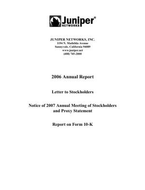 2006 Annual Report Letter to Stockholders