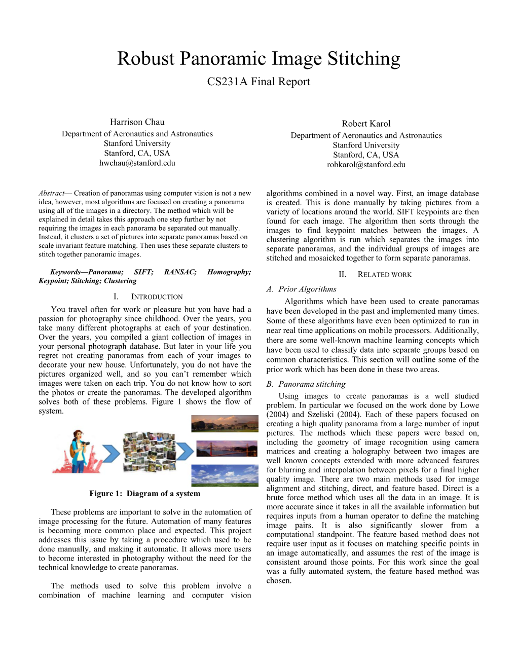 Robust Panoramic Image Stitching CS231A Final Report