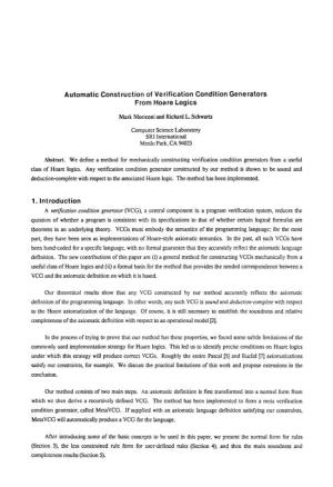 Automatic Construction of Verification Condition Generators from Hoare Logics