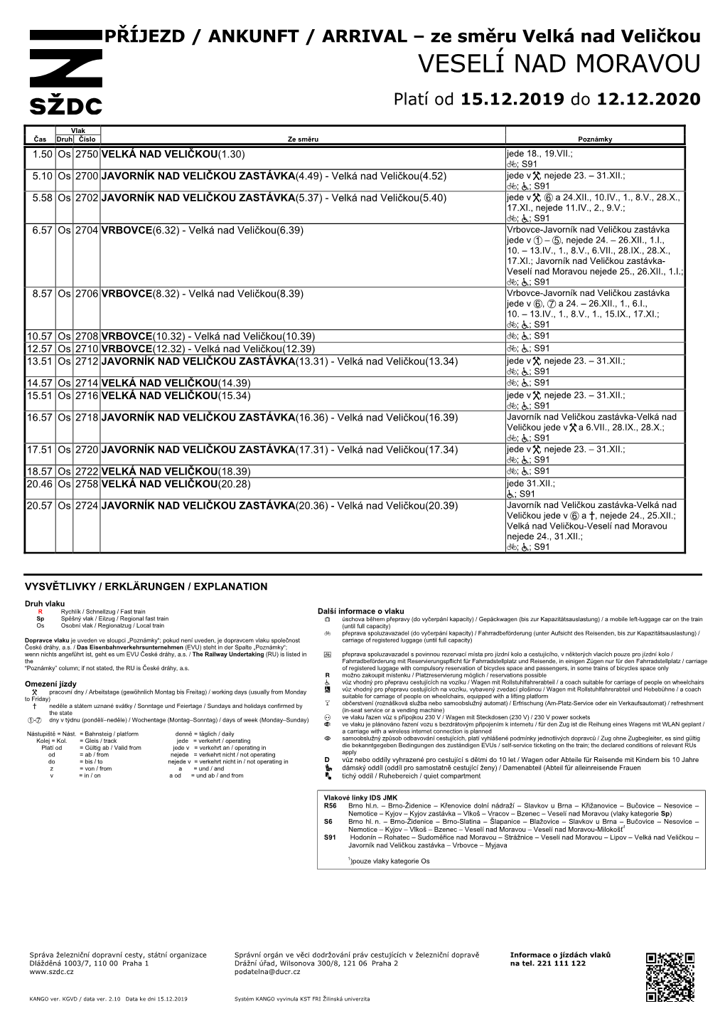 VESELÍ NAD MORAVOU Platí Od 15.12.2019 Do 12.12.2020