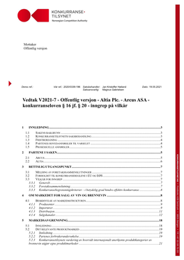 Vedtak V2021-7 - Offentlig Versjon - Altia Plc
