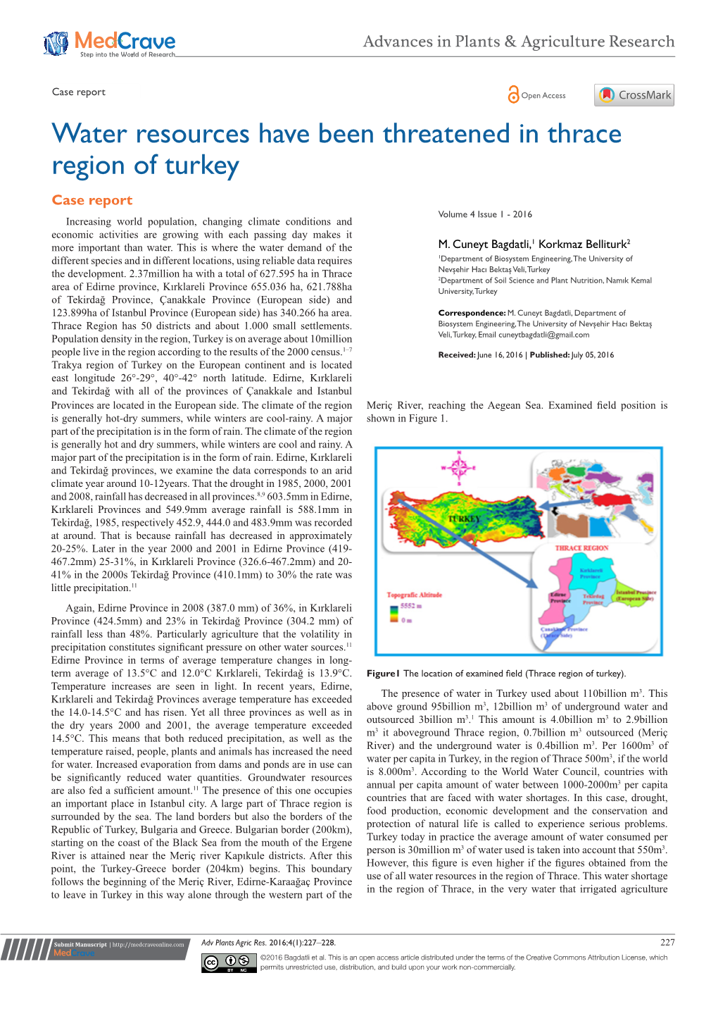 Water Resources Have Been Threatened in Thrace Region of Turkey